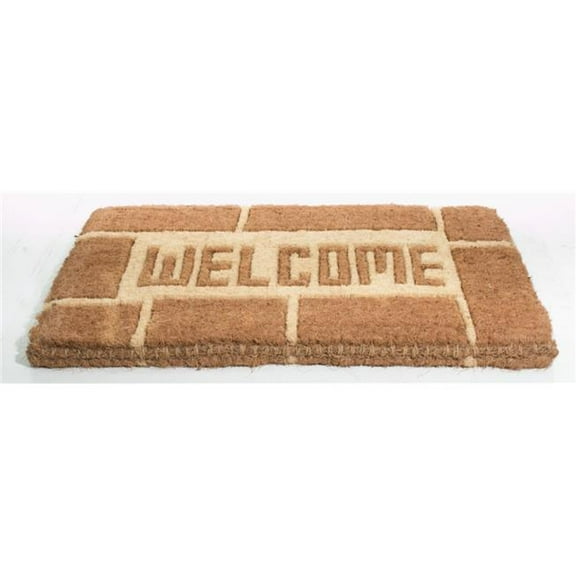 HomeRoots 573946 18 x 30 in. Brown Coir Welcome Outdoor Door Mat