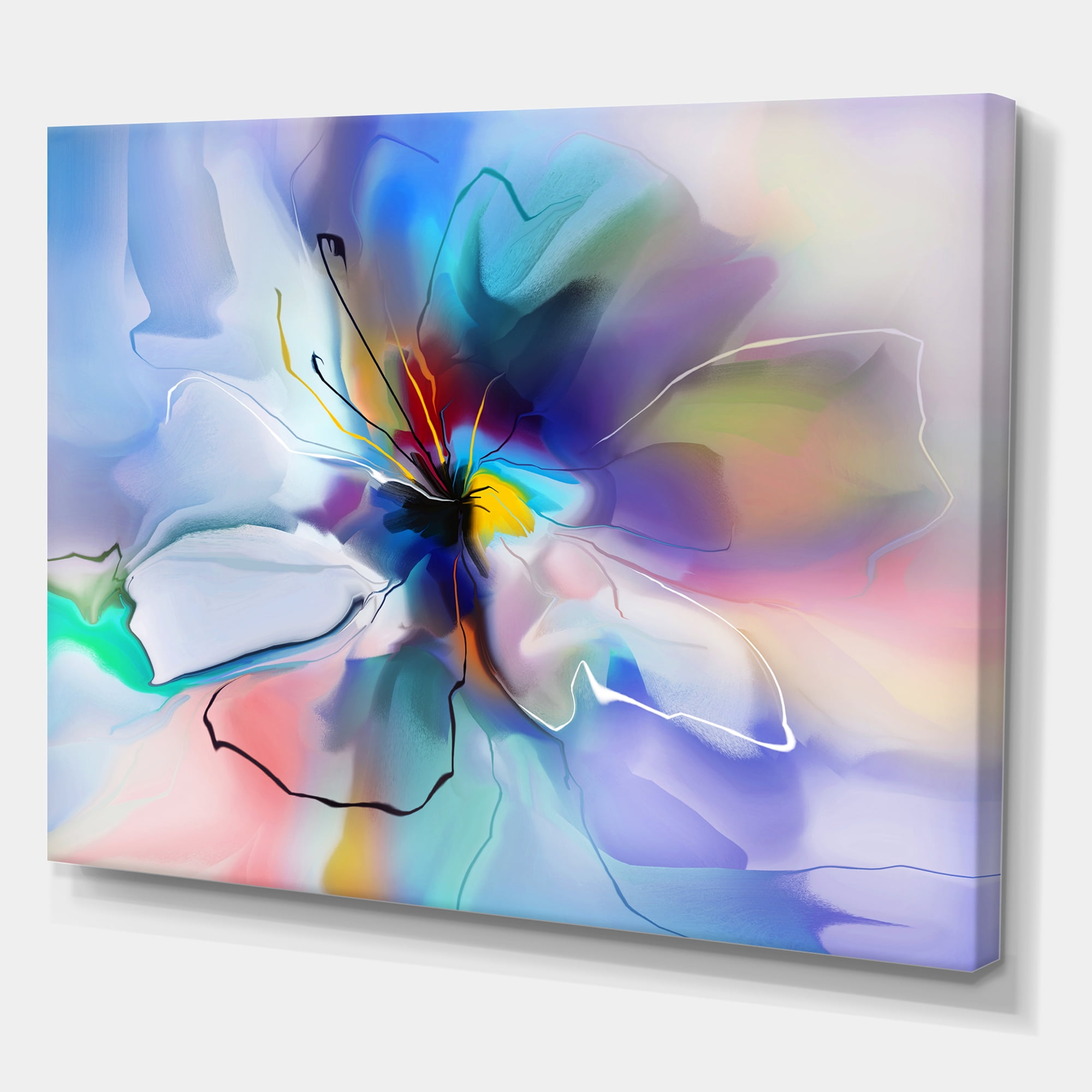 Designart 'Abstract Creative Blue Flower ' Extra Large Floral Wall Art ...