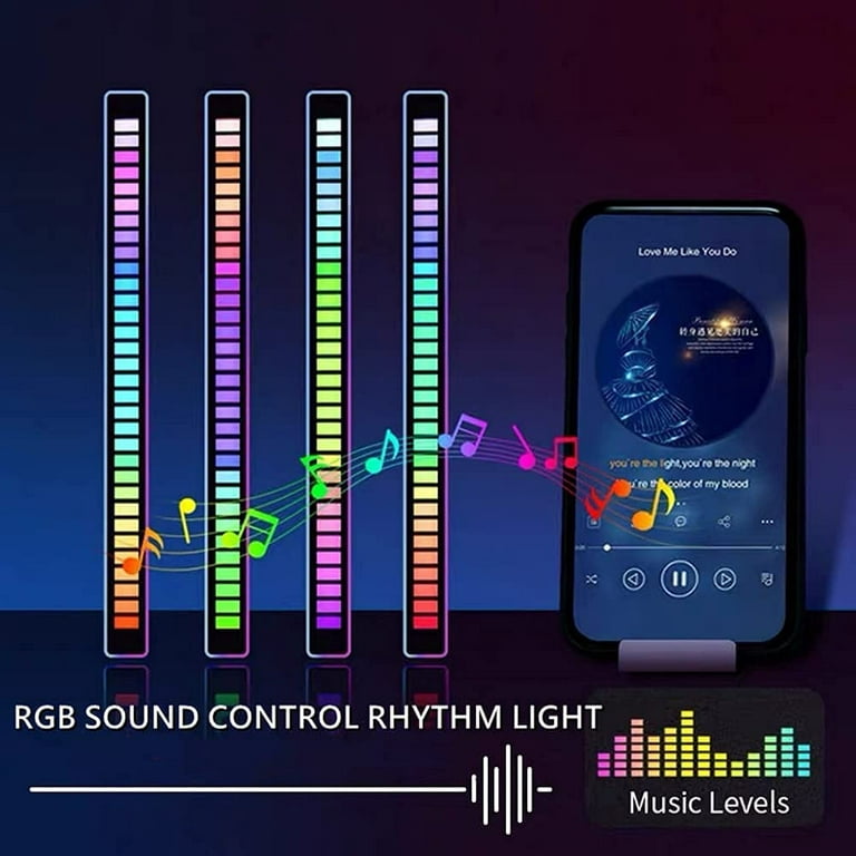 HOUHUI Barre Lumineuse Rhythm, Contrôle du son RVB, Lumières LED de Niveau  de Musique 32 bits