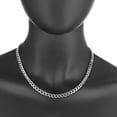 thumbnail image 3 of 7.5mm Chunky Solid .925 Sterling Silver Flat Cuban Link Curb Chain Necklace, 24 inches + Gift Box, 3 of 7