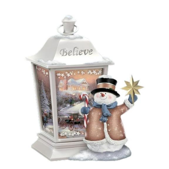 The Bradford Exchange Believe Lights of the Holiday Lantern Collection Issue #2 Illuminated Fully Sculpted and Hand-painted by Thomas Kinkade 8-inches