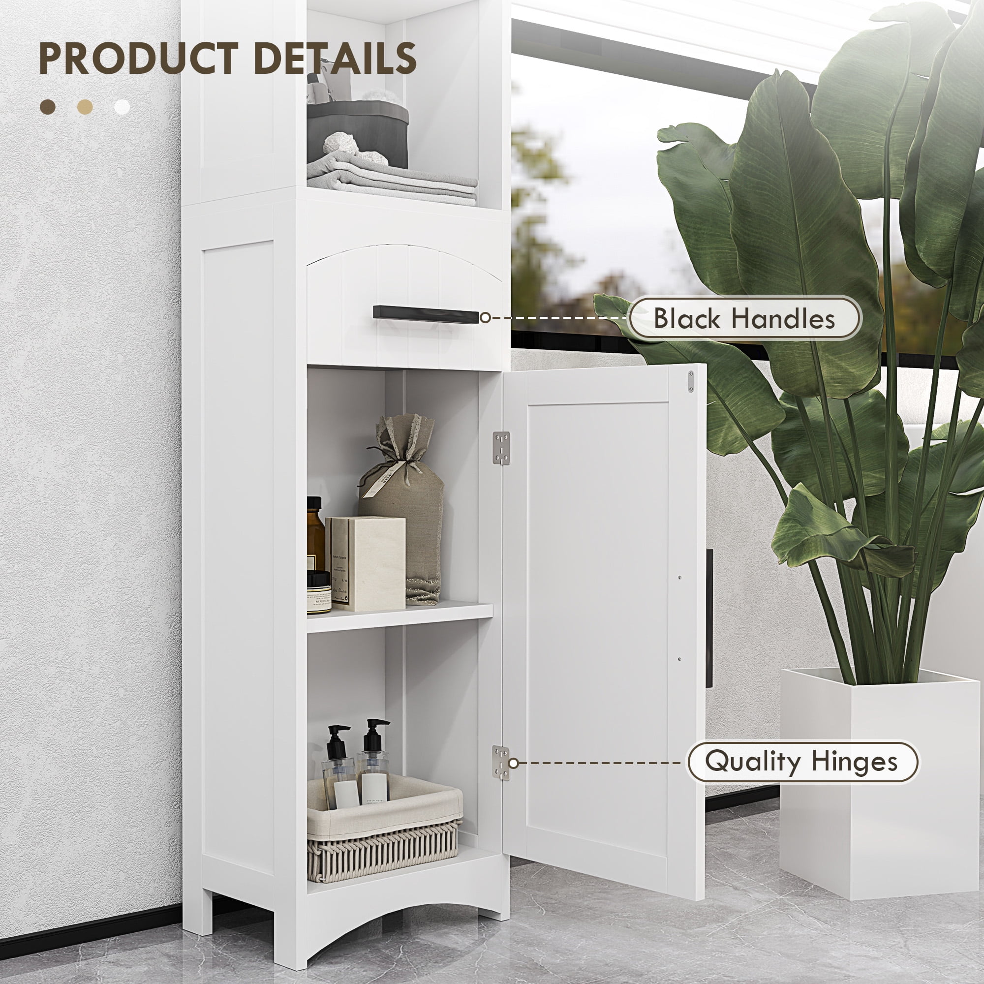 Farmhouse Tall Bathroom Storage Cabinet Linen Cabinet with Barn Door, White