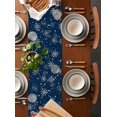 thumbnail image 2 of Blue Christmas Burlap-Cotton Table Runner 72 Inches Long,Snowman Bear Xmas Tree Snowflake Farmhouse Table Runners,Outdoor Dining Tablecloths Decor for Baby Shower Party Wedding 16x72, 2 of 9