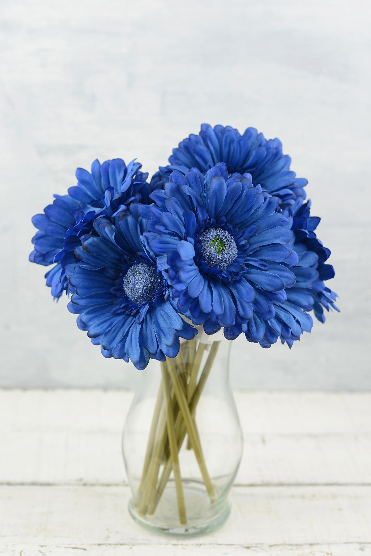 24 Blue Silk Gerbera Daisy Flowers 9in. Flower Heads 4in. Across & Made