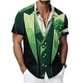 thumbnail image 6 of Fnnxeal Mens St. Patrick's Day Button Down Shirt Faux Vest Print Four Leaf Clover Shamrock Green Black Relaxed Fit Stretch 95 Polyester 5 Spandex,Size 3XL, 6 of 6