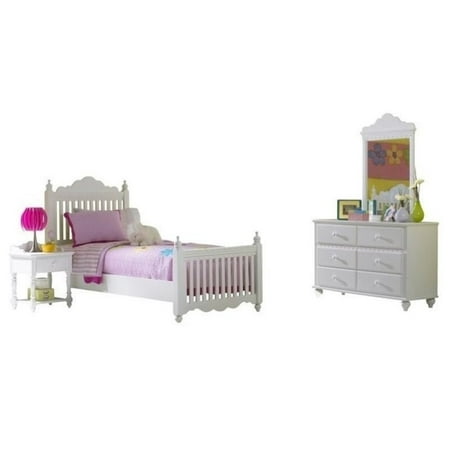 Full Slat Bedroom - Bowery Hill 4 Piece Full Slat Bedroom Set in Pure White