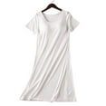 thumbnail image 3 of CAICJ98 Nightgowns for Women Women's Casual Loose Chest Pad Mid Length Summer Short Sleeved Pajamas Bottoming Dress Night Shirt Women Sleepwear XL,White, 3 of 3
