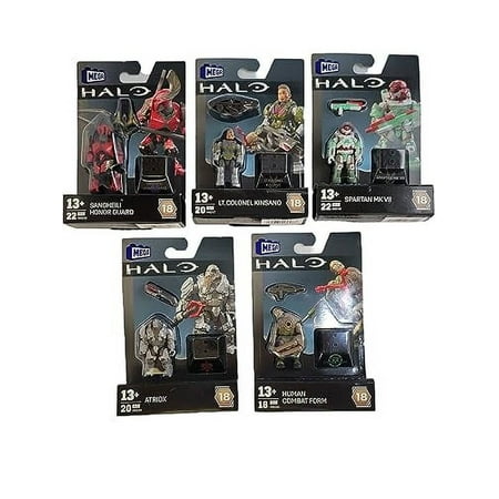 Mega Construx Halo Heroes Series 18 Complete Set of 5 Buildable Action Figures from DKW59-963H Release
