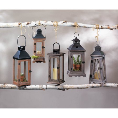 Lot De 2 Grandes Lanternes Fermière Bois Et Métal - Déco Rustique 28 Pouces - CX-WD0140