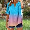 thumbnail image 4 of Guieoi Womens Tops Plus Size Women's V-Neck Short Sleeved Non Positioning Printed Fall Button Short Sleeved Loose and Trendy T-shirt Blue Black*Friday/Cyber*Monday, 4 of 5
