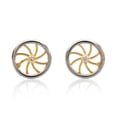 thumbnail image 1 of Aretes de oro 14k GIALLO Broquel Rueda de oro amarillo brillante y oro blanco brillante con circonia, 1 of 4