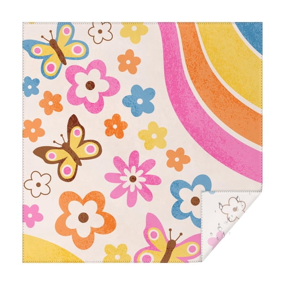 Butterfly Square Tablecloth 42x42in-Waterproof Polyester Printed Table Cover, Wrinkle Resistant & Washable for Kitchen Dining Picnic Party Decor, Buffet Table, Holiday Party, Dinner, Wedding