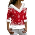 thumbnail image 2 of Birdeem Joyeux Noël Blouse Décontractée à Manches Longues Col en V pour Femmes, 2 of 12