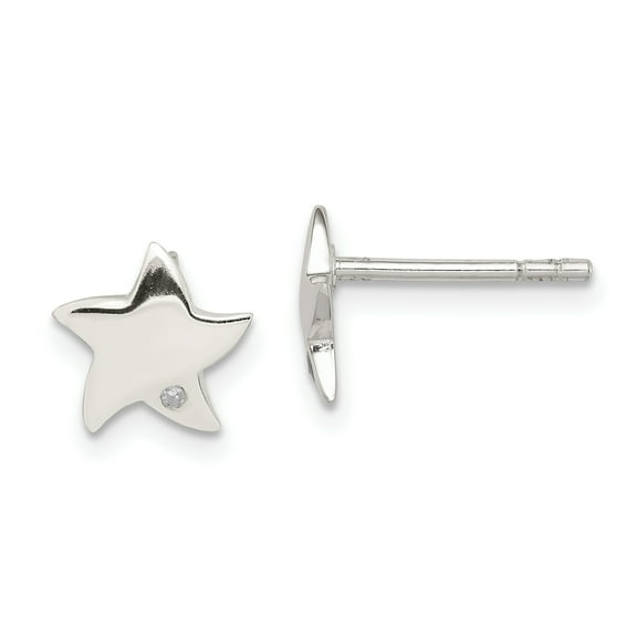 Primal Silver Sterling Silver Diamond Star Post Earrings