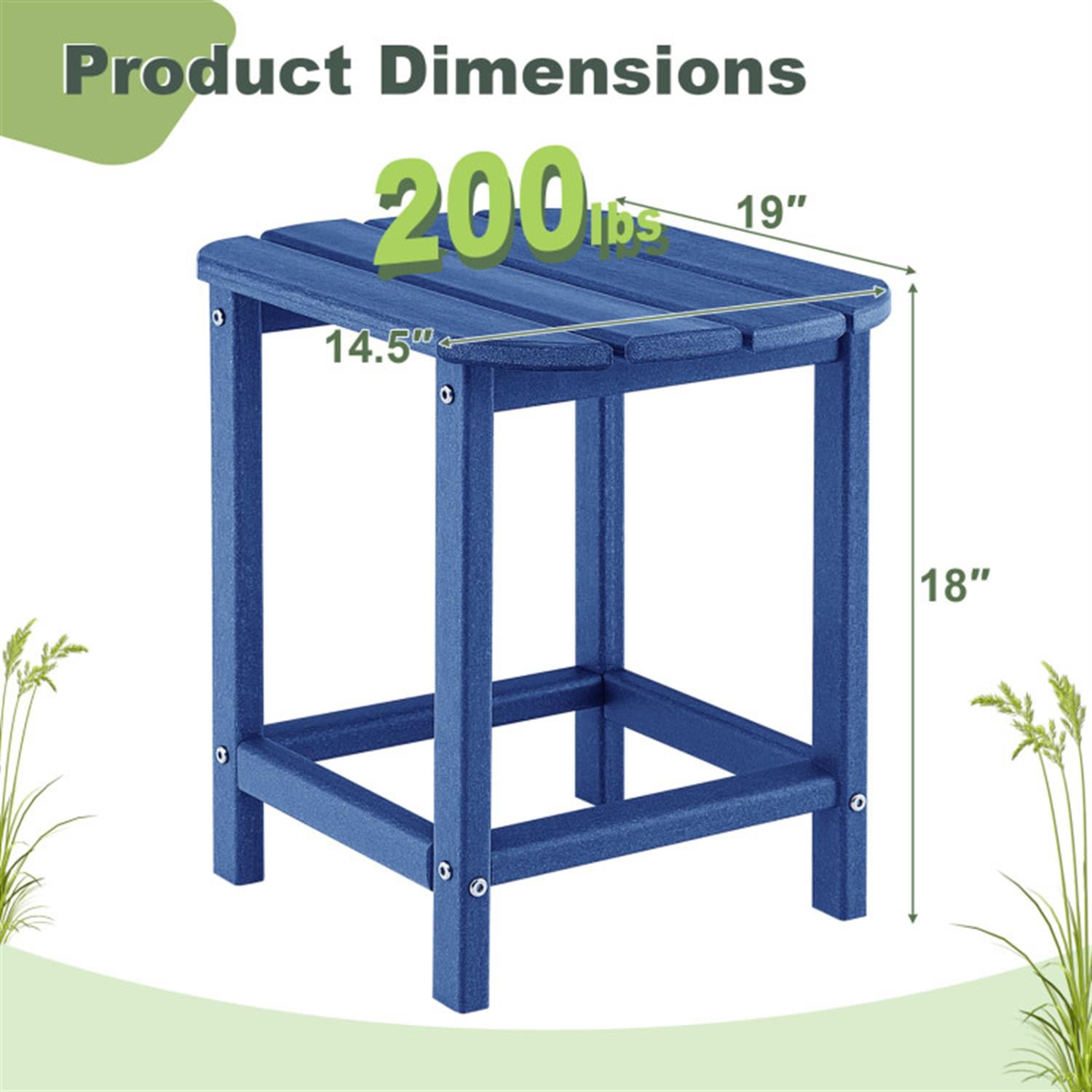 Demi Bonn 18" Weather Adirondack Resistant Outdoor Side Table for Garden Yard Patio, Small Outside End Tabledoor or Outdoor Use, Blue