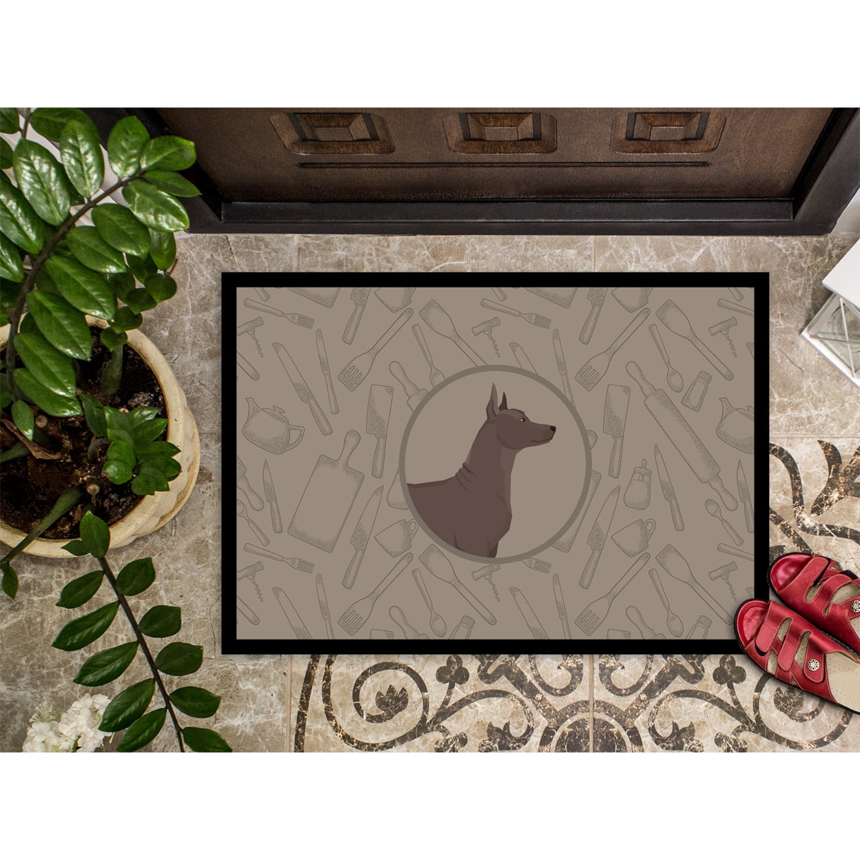 Carolines Treasures CK2217JMAT Mexican Hairless Dog Xolo In the Kitchen Door Mat Indoor Rug or Outdoor Welcome Mat 24x36