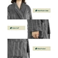 thumbnail image 5 of Women's Waffle Textured Satin Trim Fleece Robe (Charcoal, L/XL), 5 of 8