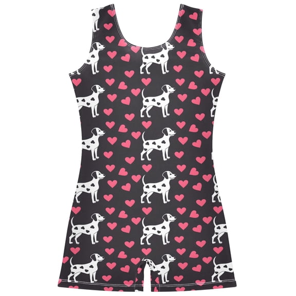 Gymnastics Leotard Sleeveless Spotted Dog Stretchy Dance Bodysuit Breathable Athletic Ballet Yoga Outfit for Ages 3-14