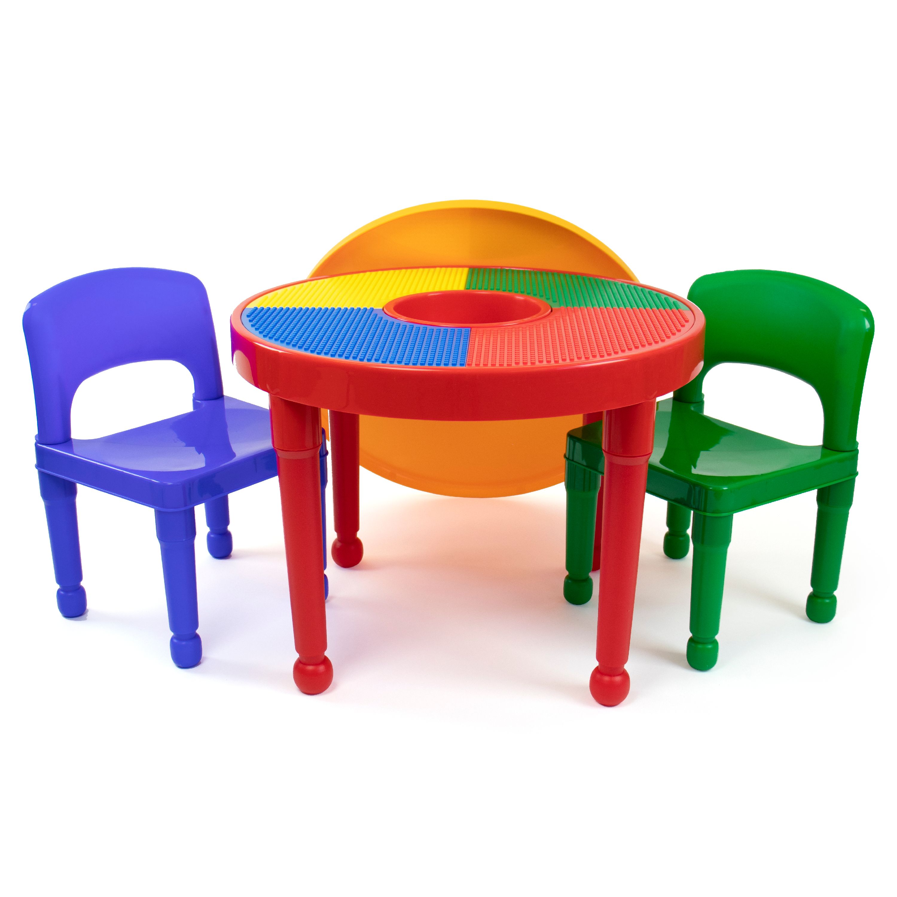 Humble Crew Kids 2-in-1 Plastic Dry Erase and Activity Table and 2 Chairs Set, Red, Green & Blue - image 4 of 8