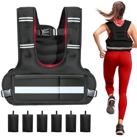 Weighted Vest for Women & Men, Adjustable Weights 8–18lbs for Walking, Running, Rucking – Strength Training Weighted Vest with U-Shaped Breathable Design, Adjustable Straps, and Large Phone Pocket