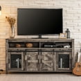 thumbnail image 2 of WAMPAT Farmhouse TV Stand with Barn Doors for 65 Inch TV, Wooden Entertainment Center with Mesh Doors and Adjustable Shelf, Tall TV Console for Living Room, 59x15.4x31,Dark Rustic Oak, 2 of 8