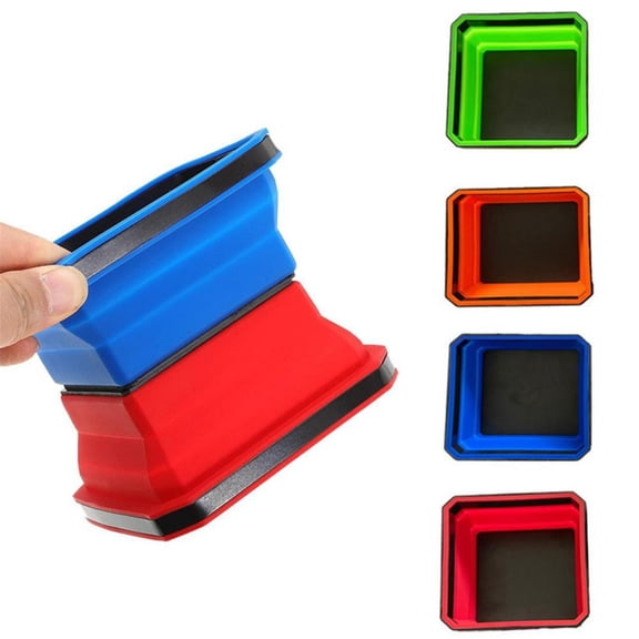 4PCS Magnetic Screw Tray Square Silicone Tools Parts Storage Box Organizer