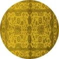 thumbnail image 1 of Ahgly Company Machine Washable Indoor Round Oriental Yellow Traditional Area Rugs, 3' Round, 1 of 4