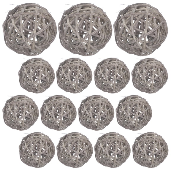 TEHAUX 15Pcs Natural Rattan Balls Vine Plastic Wood Bamboo Round Simple Diy Craft Home Use