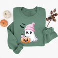 thumbnail image 3 of Trikvn Women's Halloween Sweatshirts Cute Ghost Pumpkin Graphic Pullover Tops Casual Long Sleeve Crewneck Fall Clothes Loose Fit Novelty Holiday Party Shirts, 3 of 6