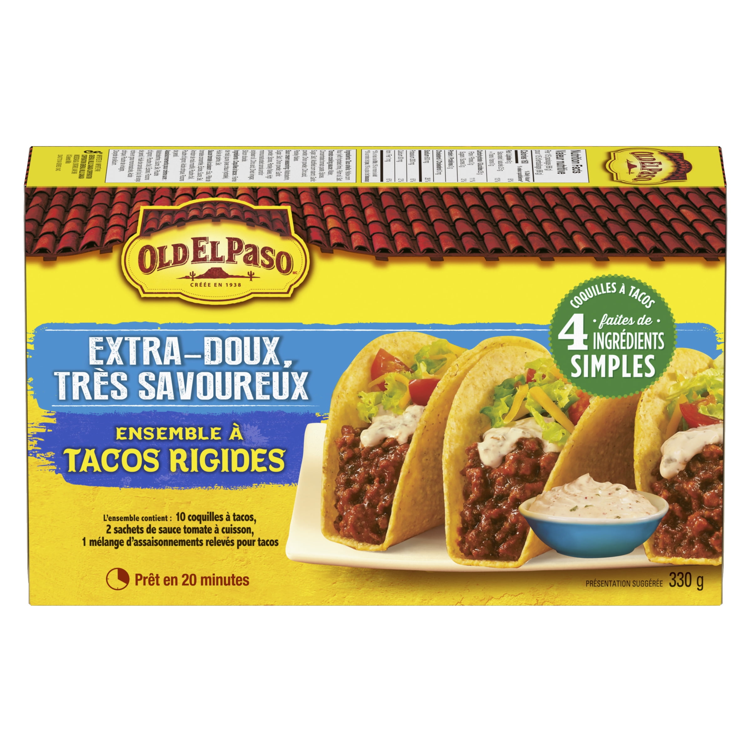 Old El Paso Extra Mild, Super Tasty Hard Taco Dinner Kit, 330 g