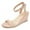 Nude, variant on YDN Women Lovely Round Open Toe Buckle Strap Sandals Wavy Edge Wedge Mid Heels Pumps Bridal Party Summer Shoes Size 7 White