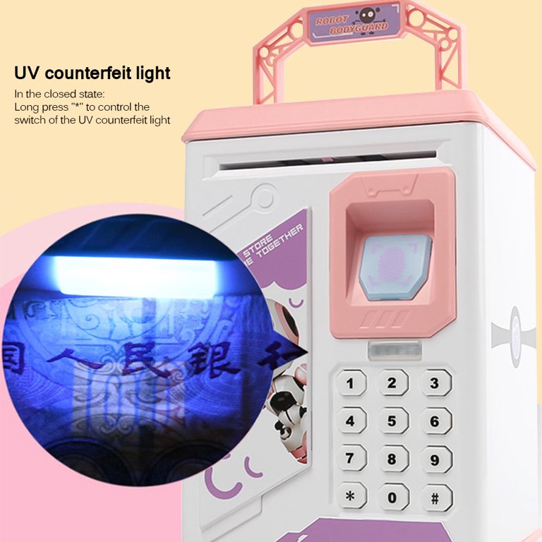 Robot Piggy Bank Kids ATM Electronic Fingerprint Password Money