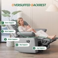 thumbnail image 3 of LAZZO Recliner Chair with Adjustable Armrest and Headrest, Upholstered Swivel Rocking Chair for Nursery & Living Room, Gray, 3 of 10