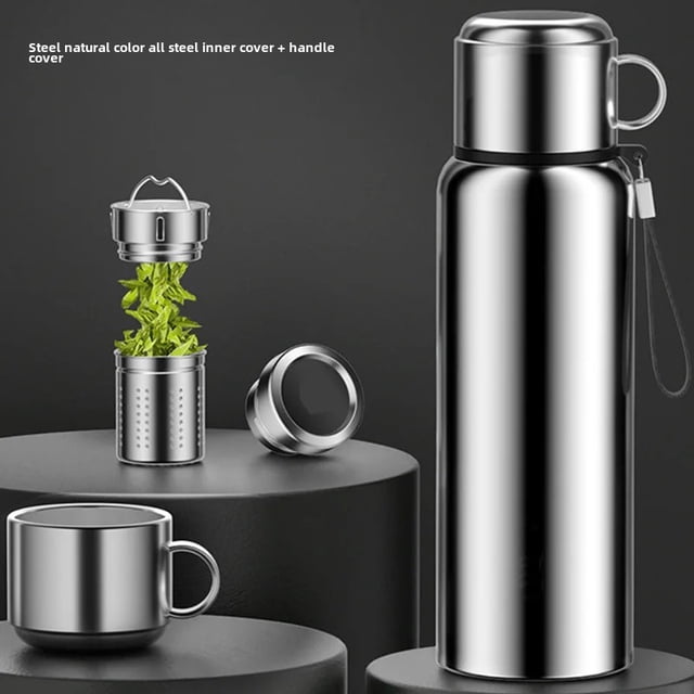 Botella térmica aislada de acero inoxidable 316 de alta gama para hombres y mujeres, botella de agua de gran capacidad, botella de acero completa grabada