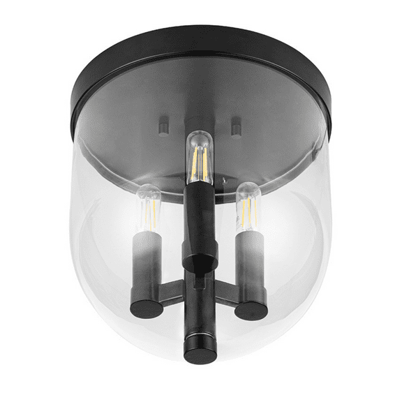 Prominence Home Hansley Matte Black 3-Light Flush Mount with Clear Glass