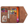 thumbnail image 5 of Crossbody Strap Wallet Case For iPhone 16 , Magnetic Book Envelope Design PU Leather Shoulder Strap Hand Wrist Stand Flip Cards Slots Cover with wrist Strap for iPhone 16,Brown, 5 of 14
