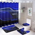 thumbnail image 2 of 4 Piece Blue Anime Shower Curtain Set with Non-Slip Rug, Thickened Toilet Lid Cover and Bath Mat,Waterproof Anime Shower Curtain Sets for Bathroom With12 Hooks - Cartoon Cars Patterns 36x72 in, 2 of 16