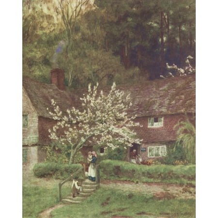 - Happy England 1904 Cherry Tree Cottage Chiddingfold Stretched Canvas - Helen Allingham (18 x 24)