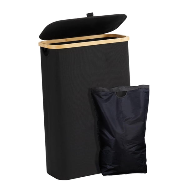 Cesta para ropa sucia con tapa, cesto para ropa sucia, contenedor para guardar ropa para lavar Negro