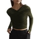 thumbnail image 1 of Blusas de Fiesta para Mujer, Modernas, con Escote en V, Larga, de Transparente y Fruncida. Verde L, 1 of 7