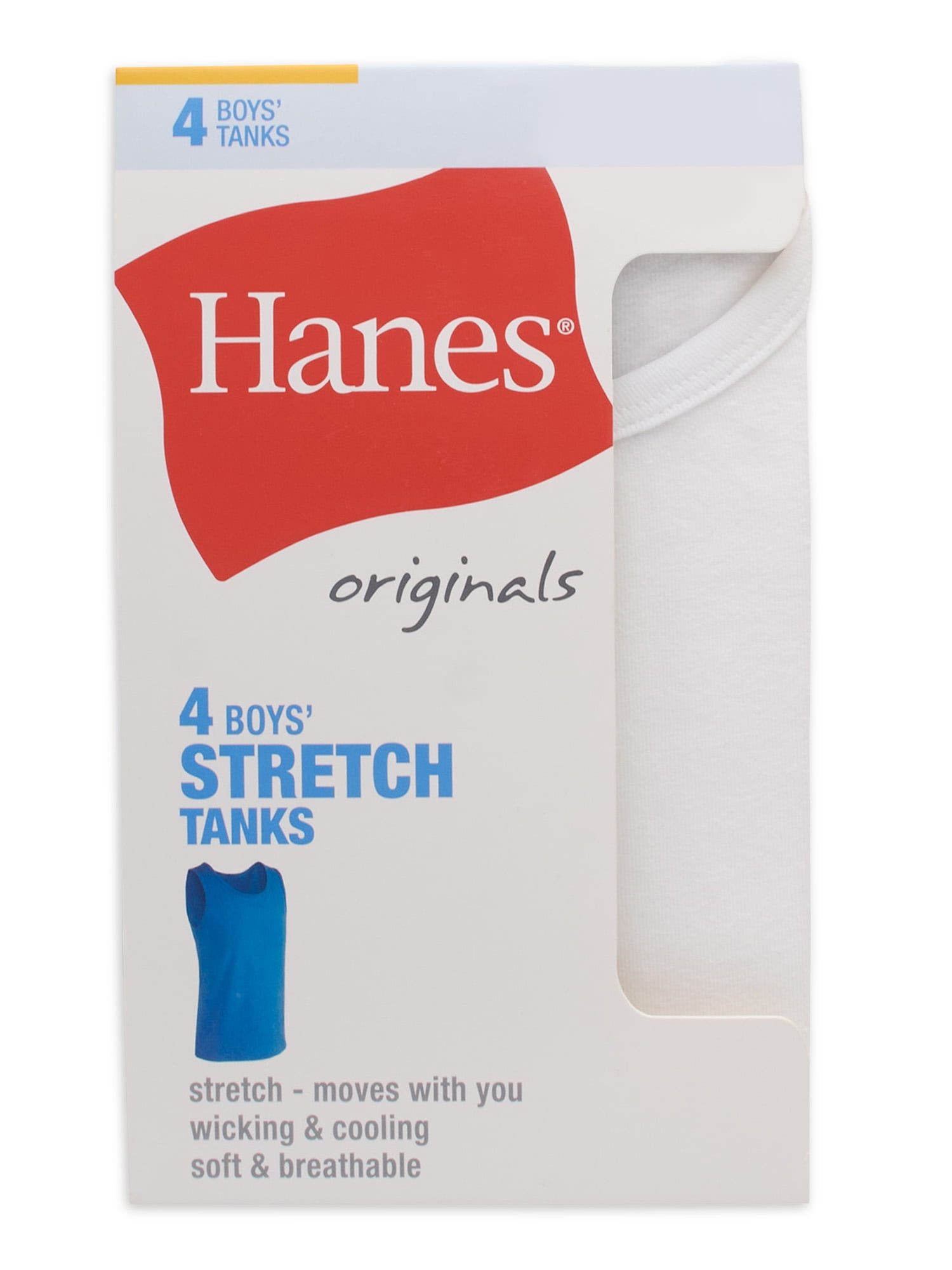 Hanes Originals Boys' Undershirts Tanks, 4-Pack, Sizes S-XL
