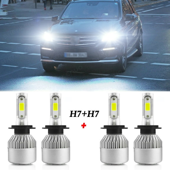 For Mercedes-Benz C300 2008-2019 LED Headlight Bulbs H7 High Beam and Low Beam 4pc
