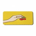 thumbnail image 1 of Fruit Computer Mouse Pad, Retro Pop Art Hand Holding a Couple of Cherries Sketch Design on Yellow Background, Rectangle Non-Slip Rubber Mousepad X-Large, 35" x 15", Multicolor, by Ambesonne, 1 of 2