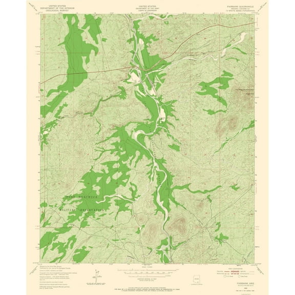 Topographical Map - Fairbank Arizona Quad - USGS 1952 - Vintage Wall Art