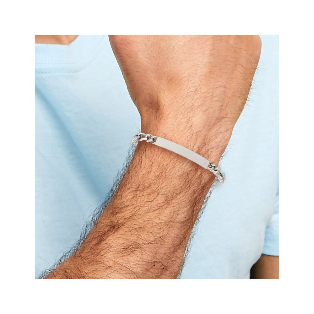 Stainless Steel Bracelet ID Figaro Men's 7 mm 8.25 in Chisel Polished Chain