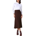 thumbnail image 2 of FALDA MIDI DE PUNTO A LINEA DE CINTURA ALTA VINTAGE CASUAL PARA MUJERES INSPIRE CHIC TAMAÑO L COLOR MARRÓN, 2 of 5
