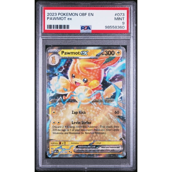 Graded 2023 Pokémon Obsidian Flames Pawmot EX #073 PSA 9 Trading Card