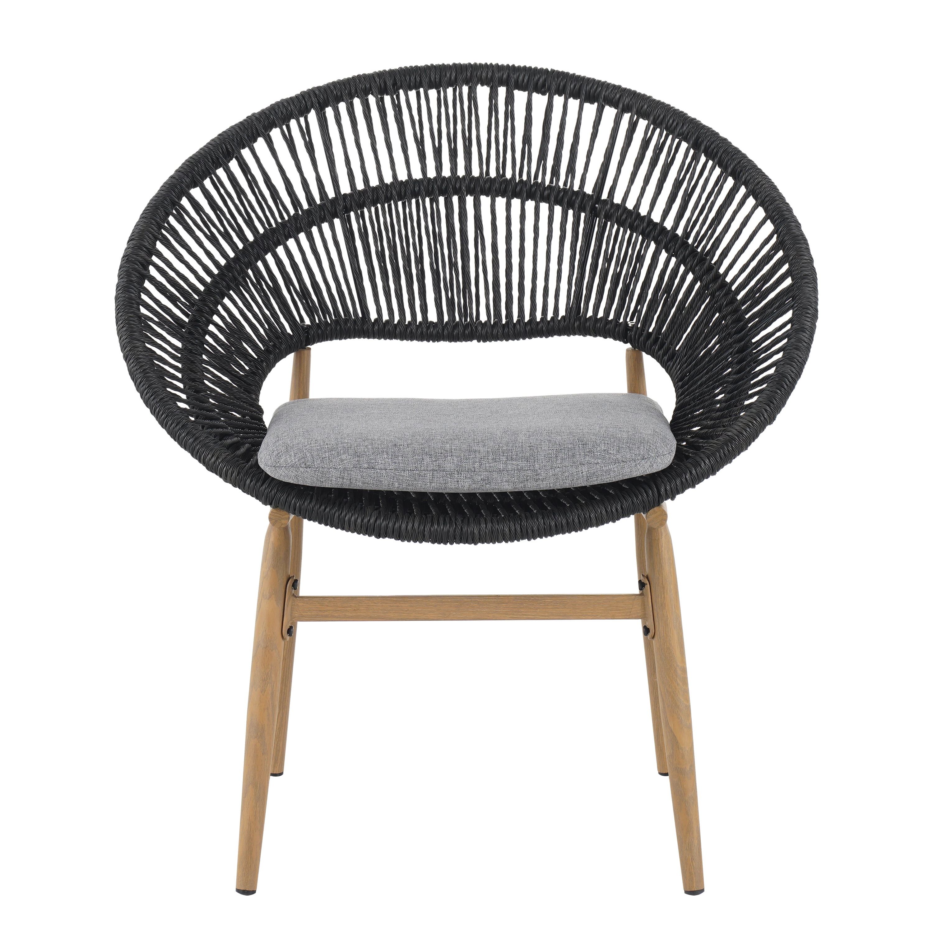 Outdoor Wicker Papasan Style Dining Chair for Patio Garden, Dark Gray