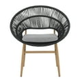 thumbnail image 4 of Olurrisa Outdoor Wicker Papasan Style Dining Chair, Teak Finished Leg and Dark Gray Faux Rattan, Gray Cushion, Set of 2, 4 of 8