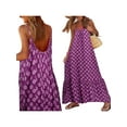 thumbnail image 2 of Womens Bohemian Dress Deep V Neck Summer Flowy Long Maxi Dresses Sleeveless Beach Party Loose Dresses, 2 of 5